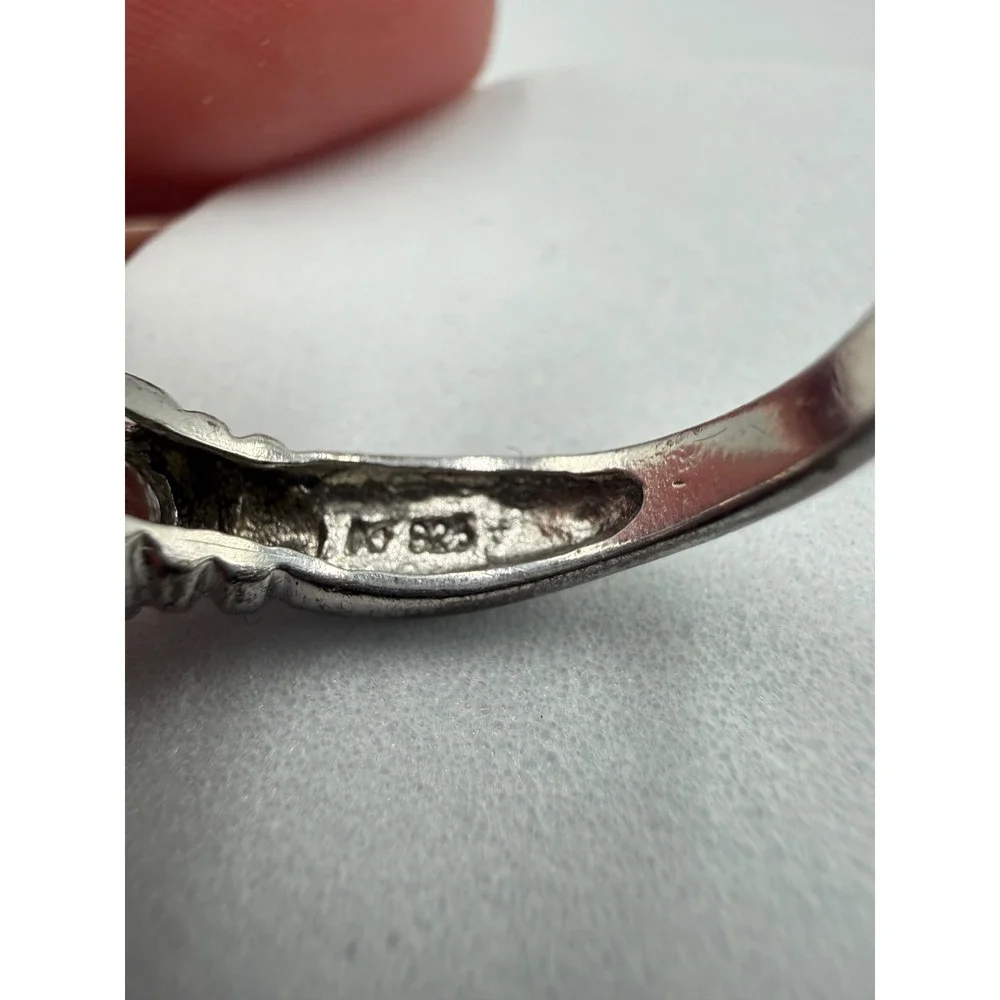 Sterling Silver 925 Three Stone‎ Cubic Zirconia Ring Size 7 Thailand Round Cut